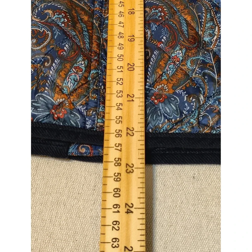 Talbots Petite Quilted Paisley Jacket Womens Size SP Navy Blue Orange Brown - Picture 7 of 7